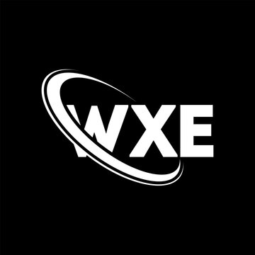 WXE logo. WXE letter. WXE letter logo design. Initials WXE logo linked with circle and uppercase monogram logo. WXE typography for technology, business and real estate brand.