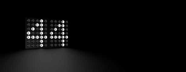 Scheinwerfer-Anzeige zeigt die Zahl 44