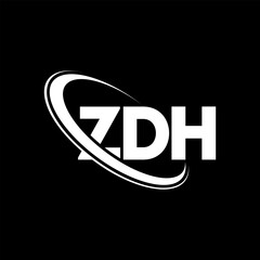 ZDH logo. ZDH letter. ZDH letter logo design. Initials ZDH logo linked with circle and uppercase monogram logo. ZDH typography for technology, business and real estate brand.