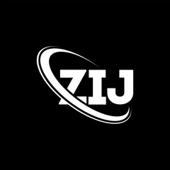 Fototapeta na wymiar ZIJ logo. ZIJ letter. ZIJ letter logo design. Initials ZIJ logo linked with circle and uppercase monogram logo. ZIJ typography for technology, business and real estate brand.