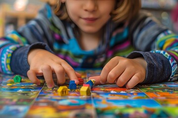 Little Girl Playing With Colorful Puzzle