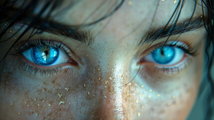perfect blue eye macro in a sterile environment and perfect vision in resolution 6k, concept, the...