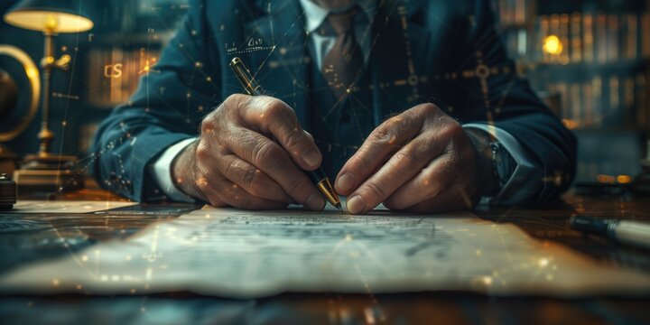  Scholar Decoding Ancient Manuscript in Library 