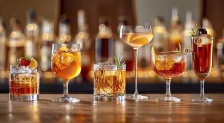 Array of Cocktails on Table