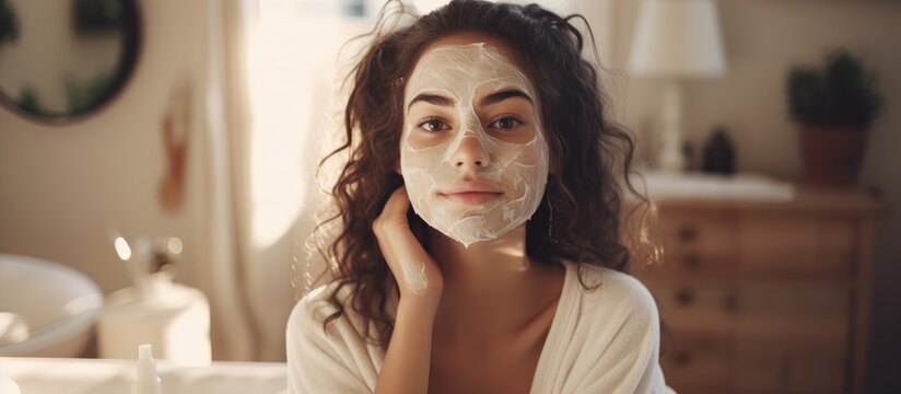 Young Woman Applying Face Mask at Home
