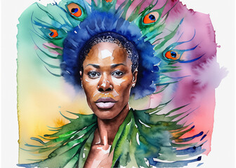 Peacock woman style - obrazy, fototapety, plakaty