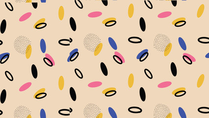 Memphis Background Retro Background With Different Color Figures For Poster Or Card