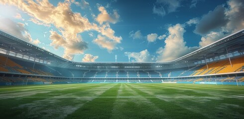 Large Empty Stadium With Green Field