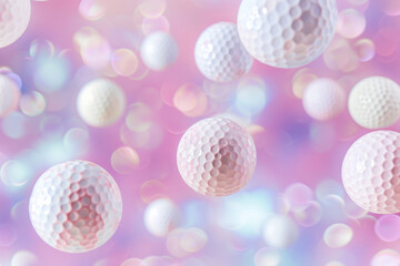 Fototapeta na wymiar Golf balls in pastel colors falling down. Generative AI