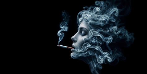 Smoky Apparition: A Woman's Head Emerges from a Cloud of Cigarette Smoke.