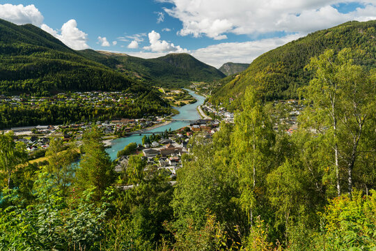 Blick &uuml;ber Otta, Innlandet, Norwegen