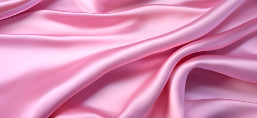Obraz premium Pastel pink rose silk fabric background, view from above. Smooth elegant colorful silk or satin shining luxury cloth texture can use as abstract background banner wallpaper with copy space, close-up