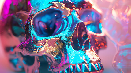 iridescent surreal skull