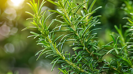 Fototapeta na wymiar sprig of rosemary, prized for its memory-enhancing and antioxidant effects