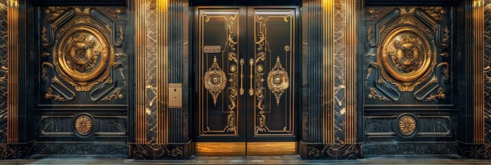 Old Bank Door, Art Deco Enter, Luxury Treasury Door, Ornate Bank Gate, Art Nouveau Architecture