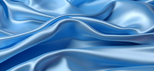 Obraz premium Pastel blue cyan silk fabric background, view from above. Smooth elegant colorful silk or satin shining luxury cloth texture can use as abstract background banner wallpaper with copy space, close-up