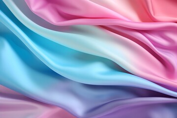 Pastel pink and bluу silk fabric background, view from above. Smooth elegant colorful silk satin shining luxury cloth texture can use as abstract background banner wallpaper with copy space, close-up