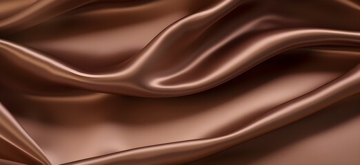 Fototapeta premium Dark brown cooper silk fabric background, view from above. Smooth elegant colorful silk or satin shining luxury cloth texture can use as abstract background banner wallpaper with copy space, close-up