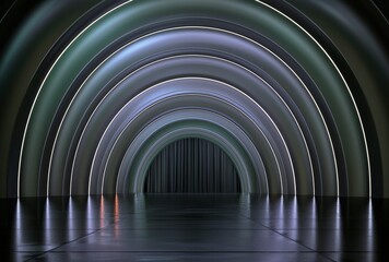 Dimly Lit Tunnel With Light at End