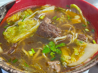 Beef noodle soup. Chinese Taiwanese food style