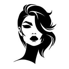 Vector illustration of a stylized woman's face on white separate background