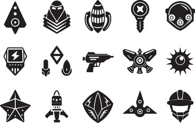 Set video game symbol. Hand drawn vector illustration