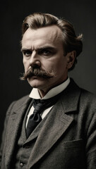 Realistic Portrait of German philosopher Friedrich Nietzsche
