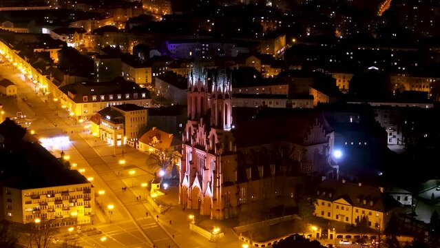 Białystok nocą ujęcia z drona
