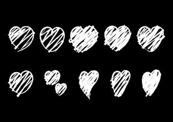 線で塗ったぐちゃぐちゃのハート素材セット