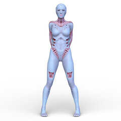 女性サイボーグ　3DCGレンダリング