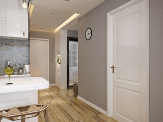 interior of a kitchen, 3d rendering