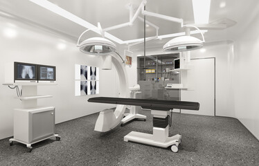 3d render of hospital magnetic resonance examination room
