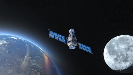 人工衛星と地球　3DCGレンダリング © tsuneomp