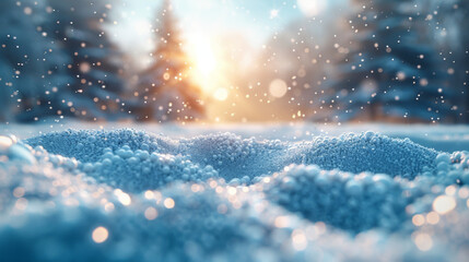Natural Winter Christmas background with sky, heavy snowfall, snowflakes in different shapes and forms, snowdrifts. Winter landscape with falling christmas shining beautiful snow. vector.