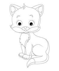 Cat Coloring Page For Kids