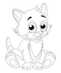 Cat Coloring Page For Kids