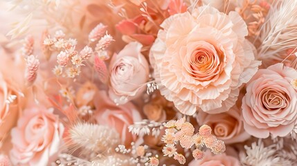 Obraz na płótnie Canvas Rose gold peach pink dried flowers