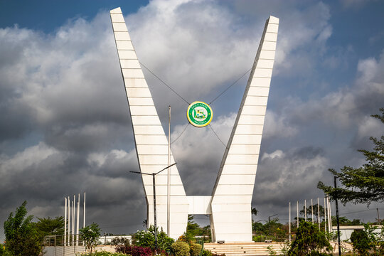 The Gateway City Gate is a monument located at the popular Sagamu-Papalanto-Abeokuta Interchange, in Ogun state Nigeria.  Shot on 1st March 2024.