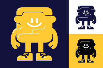 Simple color geometric shapes with hands, feet and funny faces, trendy kids design, cute emotions, square triangle and circle forms, vector cartoon illustration.