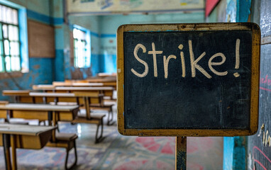 AI-Generated Classroom Strike Chalkboard Message