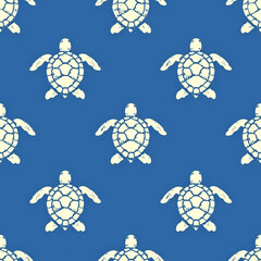 Ocean turtles as a background on a seamless tile, ai generated
