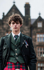 AI-Generated Image: Scottish-themed High School Student
