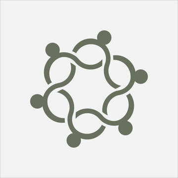Harmonious Interconnection Logo Depicting Community and Unity with Six Abstract Figures