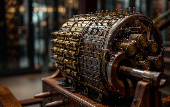 AI-Generated Tribute: Vintage Computer, Turing Machine Ancestor