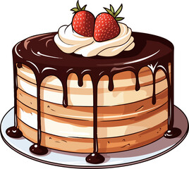 cake vector illustration isolated on transparent background. 
