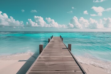 Beach pier with turquoise ocean