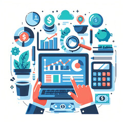 A financial analysis in business activities flat design