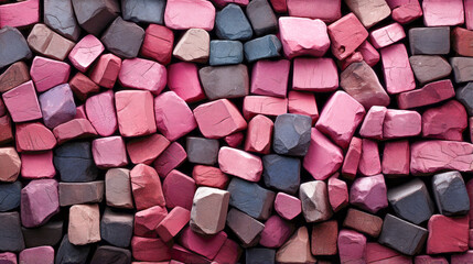 A mound of rocks in varying shades of pink and blue