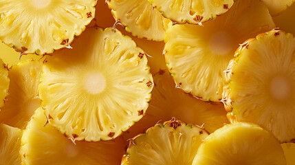 Tropical Pineapple Slices in a Fresh and Clean Composition with Bold and Bright Pastel Colored...
