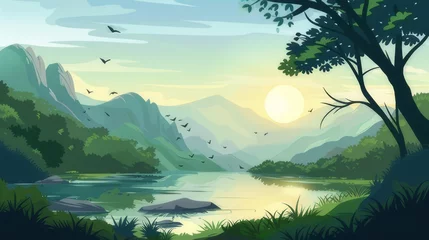 Poster Vector illustration about beautiful landscape © Azad